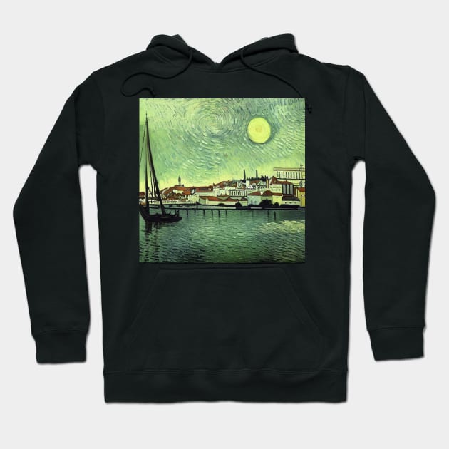 Lisbon cityscape in Van Gogh's style Hoodie by Classical
